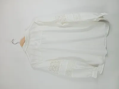 Zabaione Damen Bluse Weiß Gr. 42 XL Spitze Lochmuster Langarm