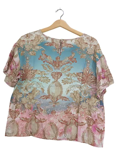 Miss Goodlife Damen Bluse Gr. 38 M Mehrfarbig Kurzarm Floral Print Casual