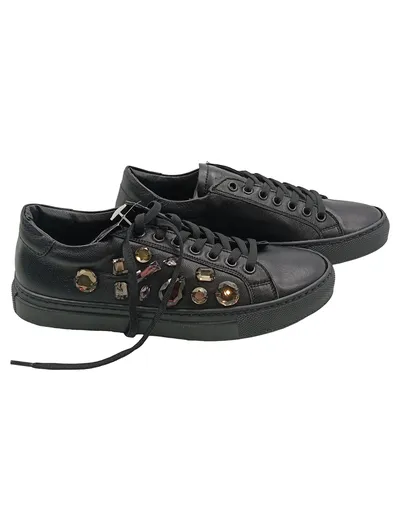 Alesya Damen Sneaker Low Schwarz Gr. 36 Leder Strasssteine