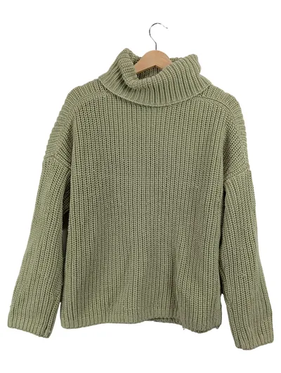 Comma Damen Strickpullover Rollkragenpullover Oliv Gr. 38 M Casual