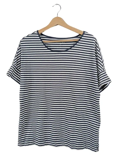 Christian Berg T-Shirt Damen Gr. 44 Blau Gestreift Kurzarm Casual