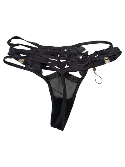 Bluebella Damen Unterhose String Tanga Schwarz Spitze Cut-Outs Gr. 36 S