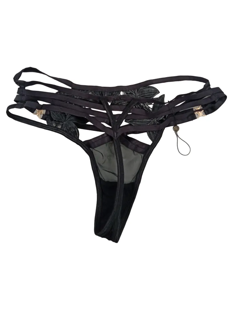 Bluebella Damen Unterhose String Tanga Schwarz Spitze Cut-Outs Gr. 36 S 2