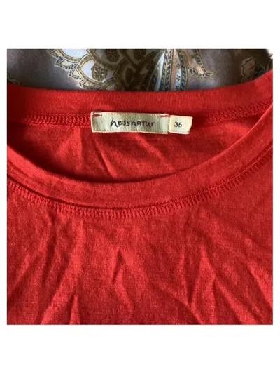 hessnatur Damen Langarmshirt Rot Gr. 36 S 100% Wolle Basic