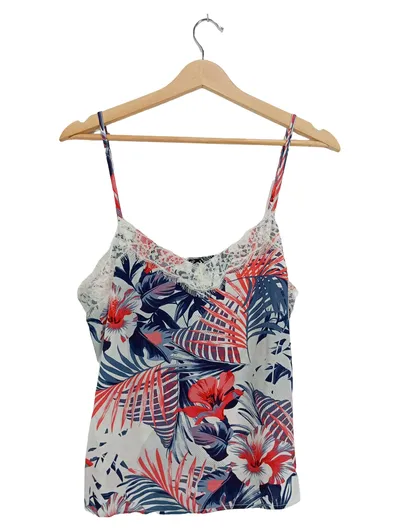 Mavi Damen Top Mehrfarbig Blumenmuster Spitze Gr. 40 L