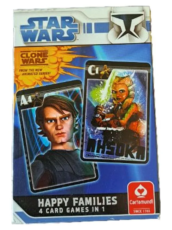 Cartamundi Star Wars The Clone Wars Happy Families Quartett 4 in 1 Kartenspiel 1