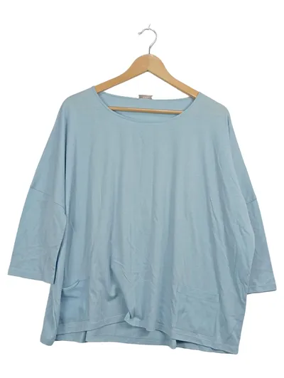 RIANI Damen Oversize Shirt Pullover Blau Gr. 40 L Baumwolle Modal