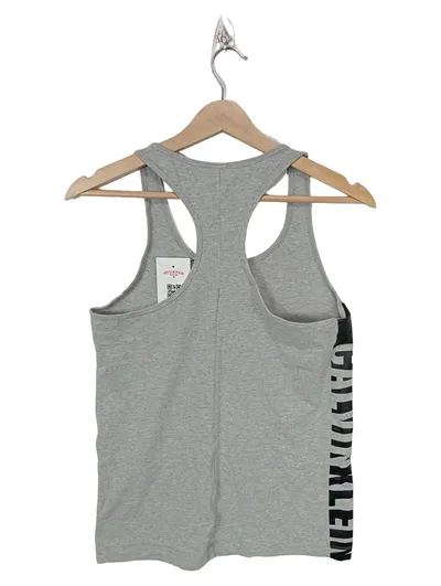 Calvin Klein Damen Sport Top Tanktop Racerback Grau Gr. 36 S Logo-Print