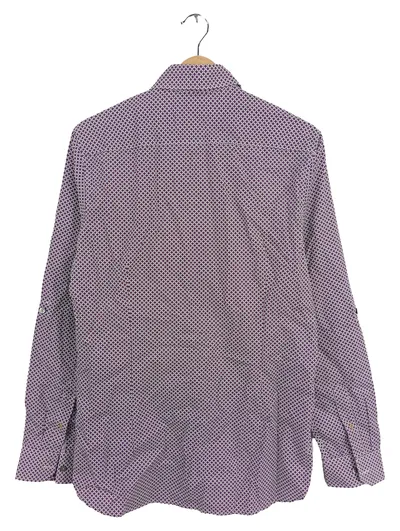 Ted Baker Herren Business Hemd Lila Geometrisch Gr. 48 M Langarm Baumwolle