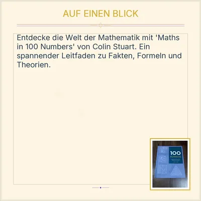 Maths in 100 Numbers Colin Stuart Fachbuch Mathematik Hardcover