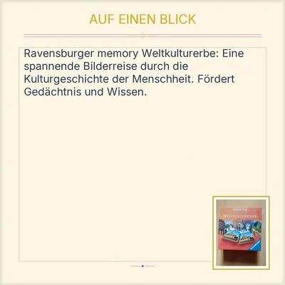 Ravensburger memory Weltkulturerbe Gedächtnisspiel Brettspiel