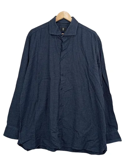 Bogner Freizeithemd Herren Blau Kariert Langarm Hemd Gr. 45