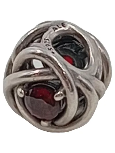 Pandora Charm Anhänger Knoten Sterlingsilber 925 Roter Stein Elegant Damen