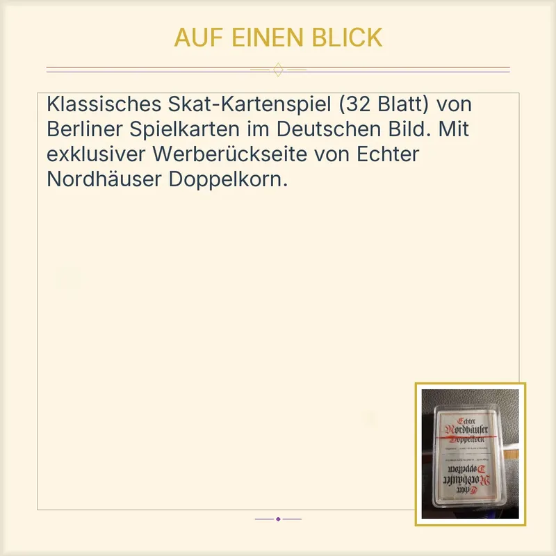 Berliner Spielkarten Skat Auslese Deutsches Bild 32 Blatt Nordhäuser Werbung 3