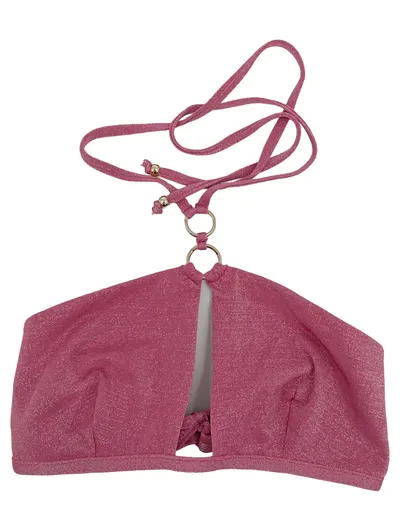 Calzedonia Damen Bikini Oberteil Neckholder Pink Metallic Cut-Out Gr. 75B 36 S