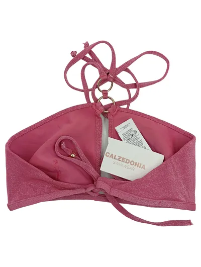 Calzedonia Damen Bikini Oberteil Neckholder Pink Metallic Cut-Out Gr. 75B 36 S