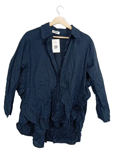 Xuna Hemdbluse Damen Blau Gr. 42 XL Langarm Casual Rüschen