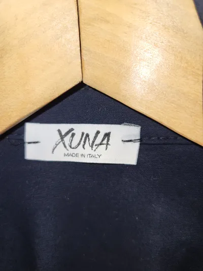Xuna Hemdbluse Damen Blau Gr. 42 XL Langarm Casual Rüschen