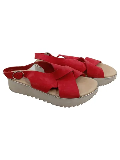 Paul Green Plateausandalen Damen Rot Gr. 41 Wildleder
