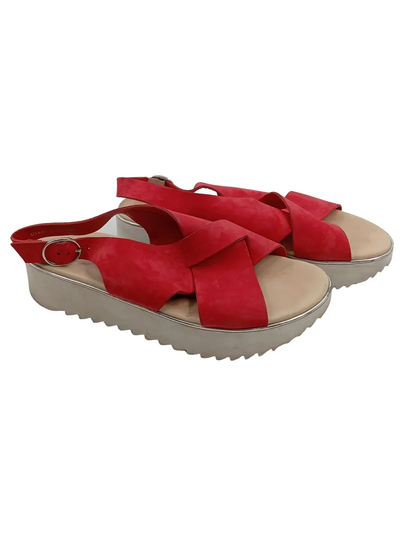 Paul Green Plateausandalen Damen Rot Gr. 41 Wildleder 1