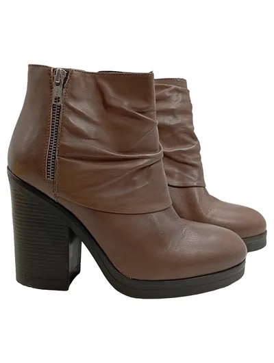 Alesya Damen Stiefeletten Braun Leder Absatz 11,5 cm Gr. 39 Elegant
