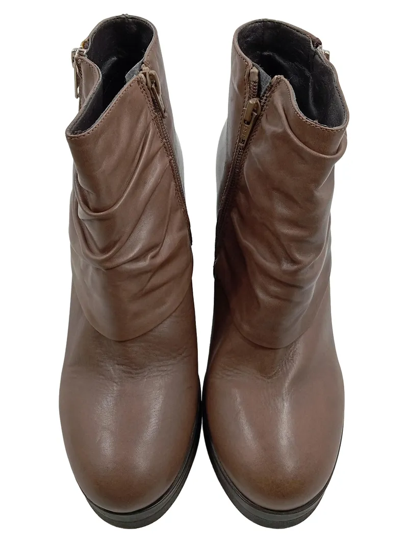 Alesya Damen Stiefeletten Braun Leder Absatz 11,5 cm Gr. 39 Elegant 2