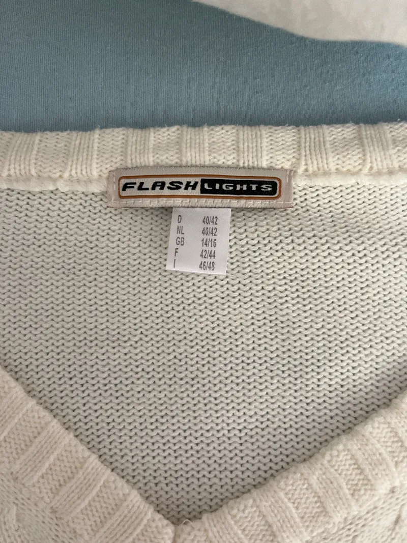Flashlights Damen Pullover V-Ausschnitt Gr. 40/L Beige Strick Casual 2
