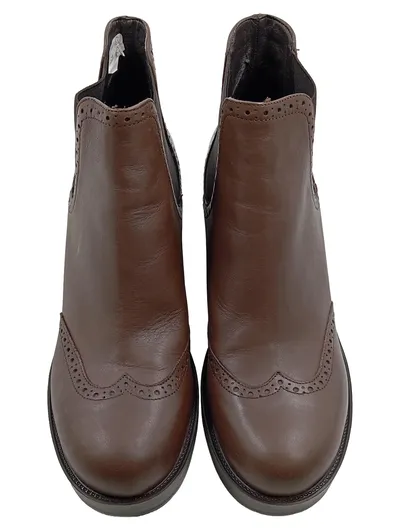Alesya Damen Stiefeletten Chelsea Boots Braun Leder Gr. 40 Absatzschuhe