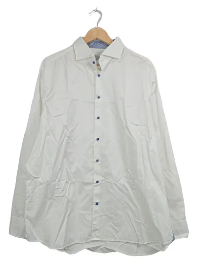 Stenströms Herren Business Hemd Weiß Gr. 45 XXL Langarm Uni Baumwolle
