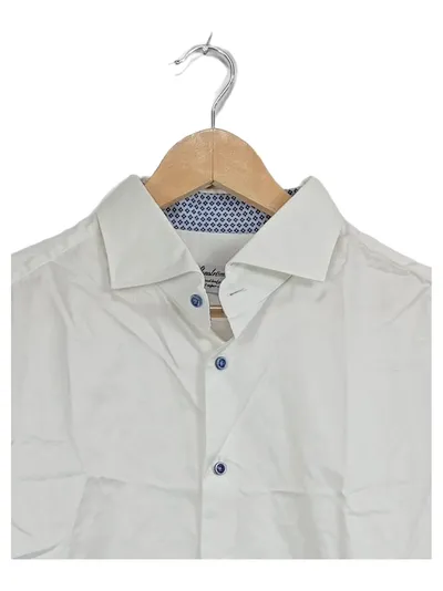 Stenströms Herren Business Hemd Weiß Gr. 45 XXL Langarm Uni Baumwolle
