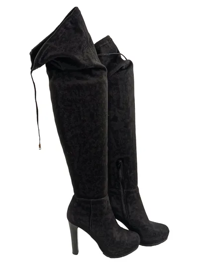 Anna Field Damen Overknee Stiefel Schwarz Gr. 38 High Heels
