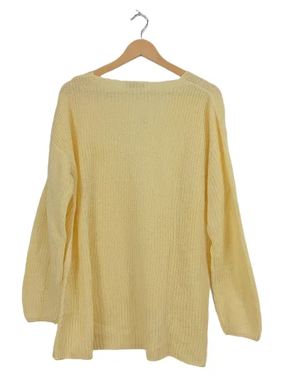 ever.me Damen Pullover Gelb Gr. 40 L V-Ausschnitt Strick Asymmetrisch Casual