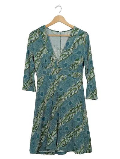 3 Suisses Damen Sommerkleid Gr. 38 Grün Floral V-Ausschnitt Viskose