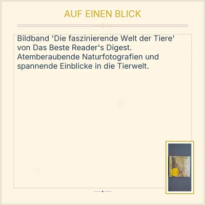 Die faszinierende Welt der Tiere Das Beste Reader's Digest Bildband Natur