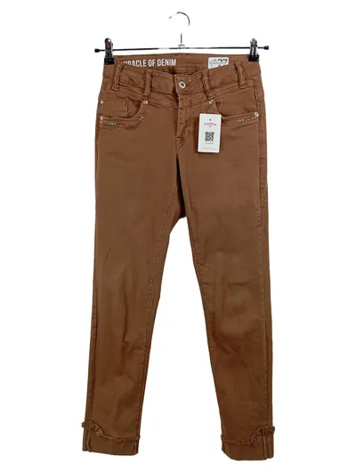 Miracle of Denim Jeans Slim Fit Damen Gr. 36 Braun Fransen