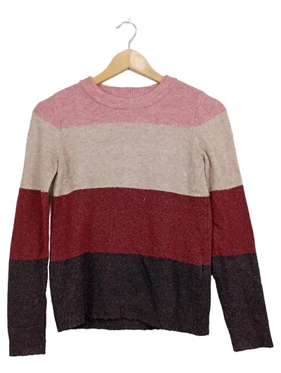 VERO MODA Damen Pullover Blockstreifen Rosa Beige Bordeaux Gr. XS