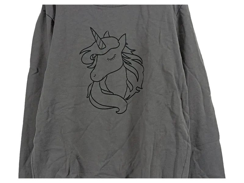 Famy Kinder Sweatshirt Pullover Gr. 158, 164 Grau Einhorn-Motiv Baumwolle 5