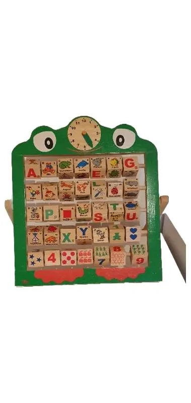 Holz Lernspielzeug Frosch Alphabet Zahlen Motorikschleife Steckpuzzle