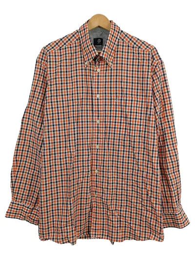 Bogner Herren Freizeithemd Kariert Orange Langarm Gr. 54 XXL