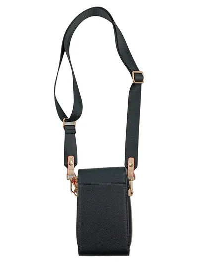 bugatti Damen Handy-Umhängetasche Handytasche Leder Schwarz 11x19cm