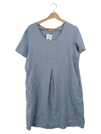 Julia Wang Sommerkleid Damen Gr. 42 XL Blau Leinen Viskose Casual