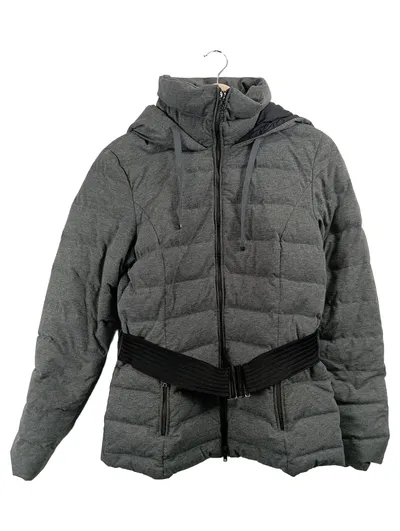 DEHA Damen Steppjacke Grau Gr. 38 M Kapuze Gürtel Casual