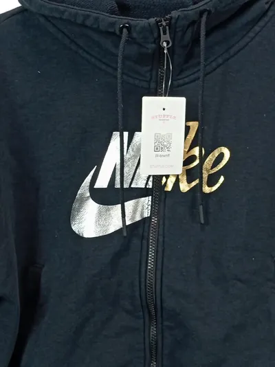 Nike Damen Kapuzenpullover Hoodie Cropped Schwarz Gold Silber Gr. S