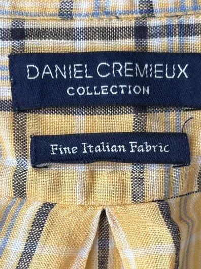 Daniel Cremieux Herren Leinenhemd Gr. L Kariert Gelb Casual 5