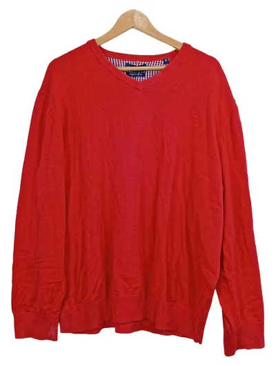 A.W. Dunmore Herren Pullover V-Ausschnitt Gr. 58 4XL Rot Klassisch Baumwolle