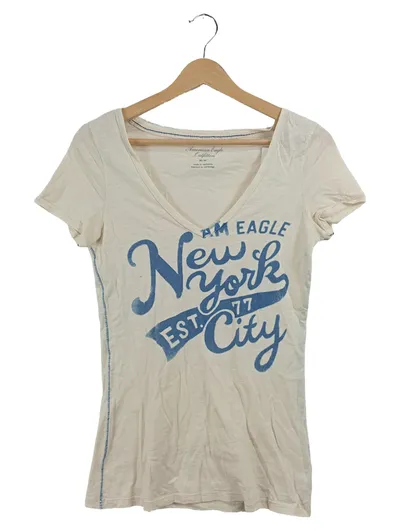 American Eagle Outfitters Damen T-Shirt Gr. 36 Beige York City Print