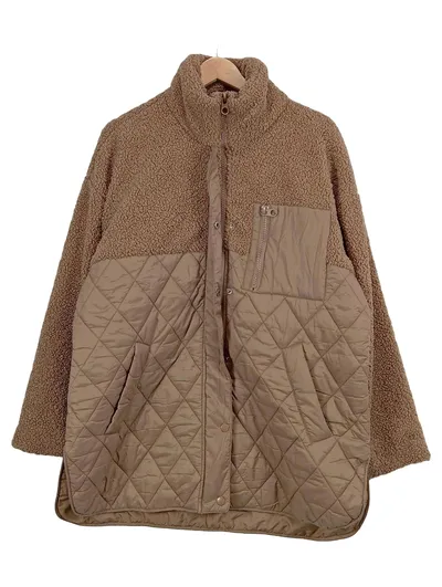 Pageone Steppjacke Damen Braun Gr. 42 XL Teddyfleece Gesteppt Casual