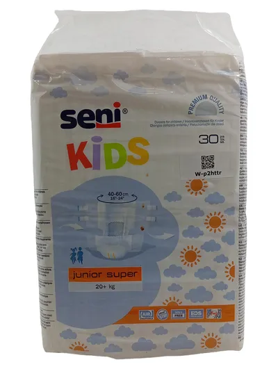 Seni Kids Junior Super Windeln Kinder Gr. 116 (20+ kg) 30 Stück Weiß