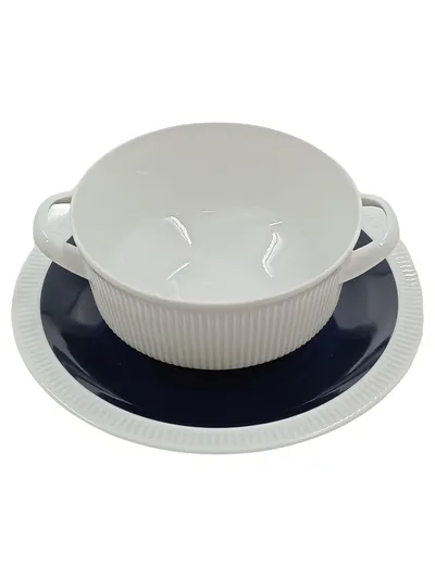 Arzberg Suppentasse mit Untertasse Porzellan Weiß Klassisch 17 cm