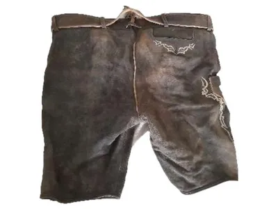 H. Moser Lederhose Herren Gr. 52 Braun Tracht Kurz Stickerei